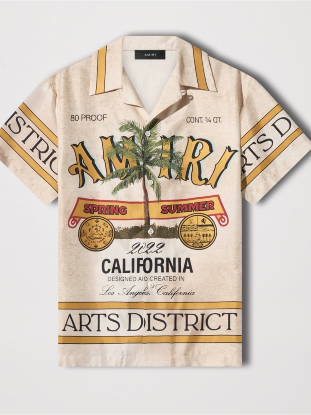 Amiri Silk Men’s Graphic Button-Up Shirt California Arts District Spring Summer